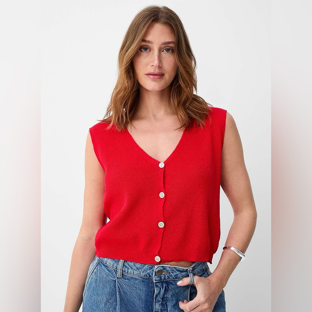 Red 100% Cotton Knit Sweater Vest